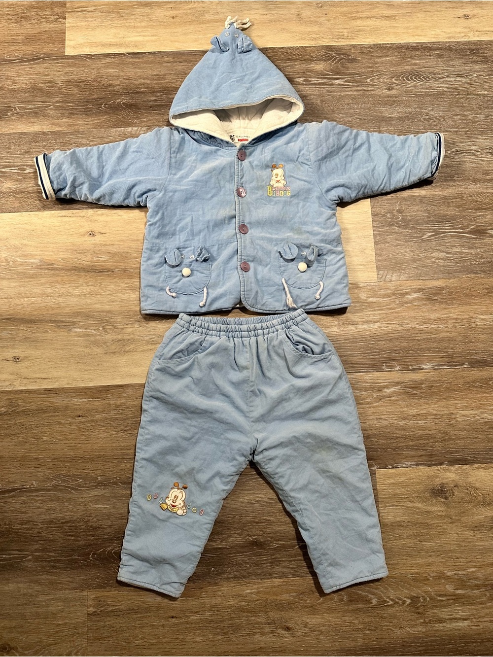 Light Blue Baby Hooded Jacket and Pants Set 2-3 T